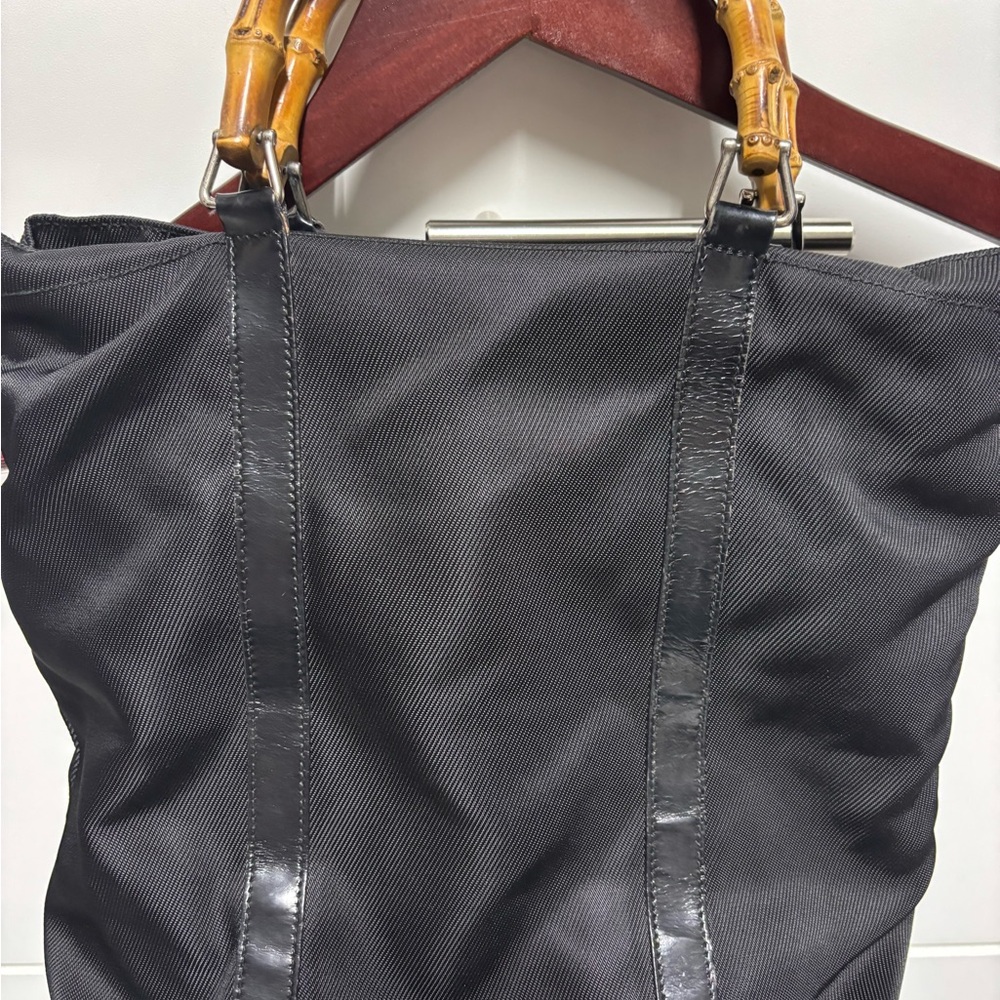 Vintage GUCCI Vintage Nylon Bamboo Top Handle Tote Bag fair condition - Picture 3 of 10